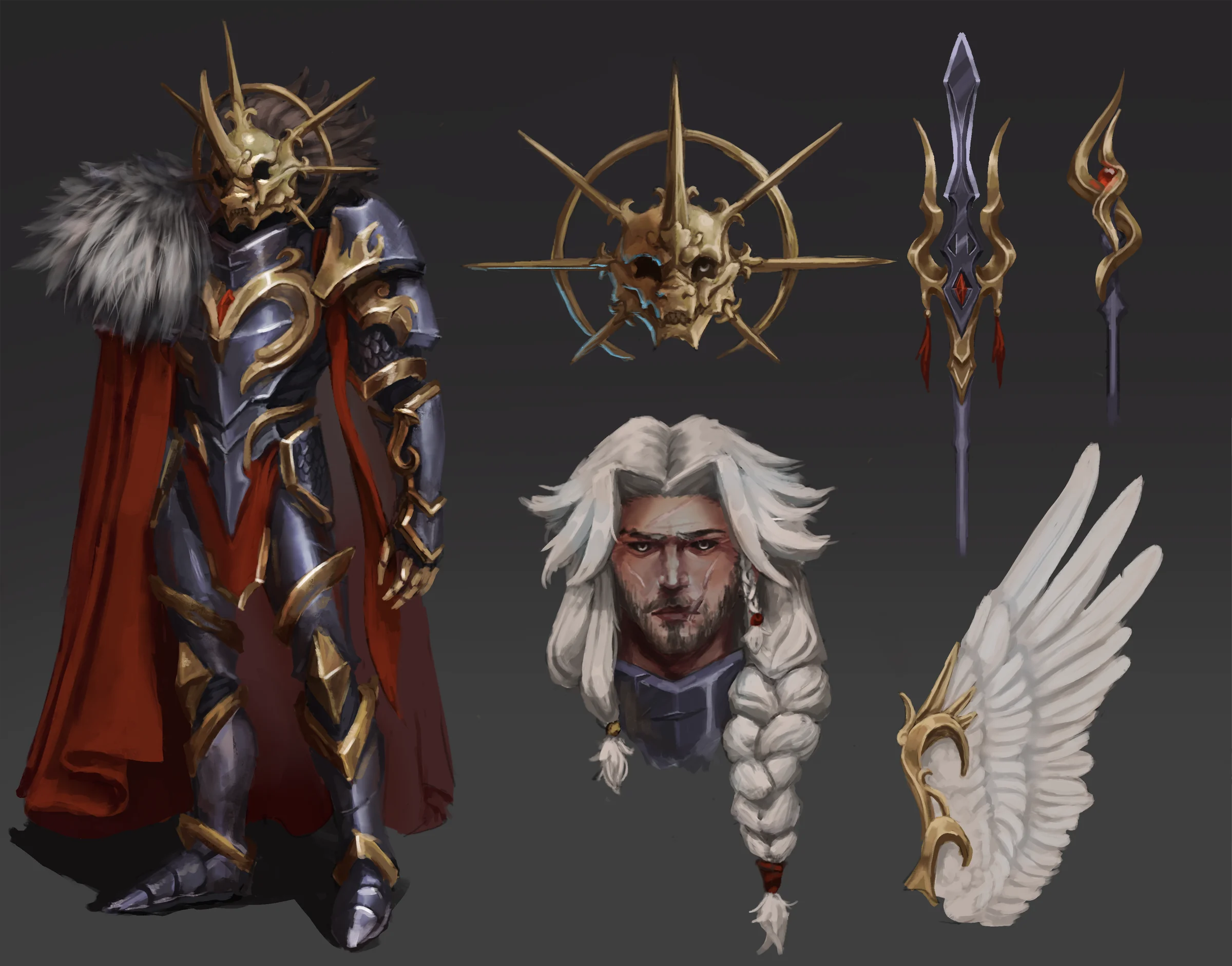 Aridam character and prop design sheet